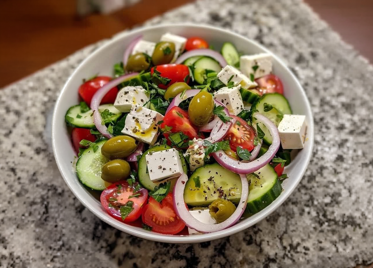 Greek Salad Recipe: A Fresh Summer Salad with Tomatoes, Cucumber, Olives, and Cheese
